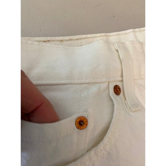 Levis 501 White Distressed Jeans W25 L30 Cotton Denim Straight Leg - Picture 8 of 12